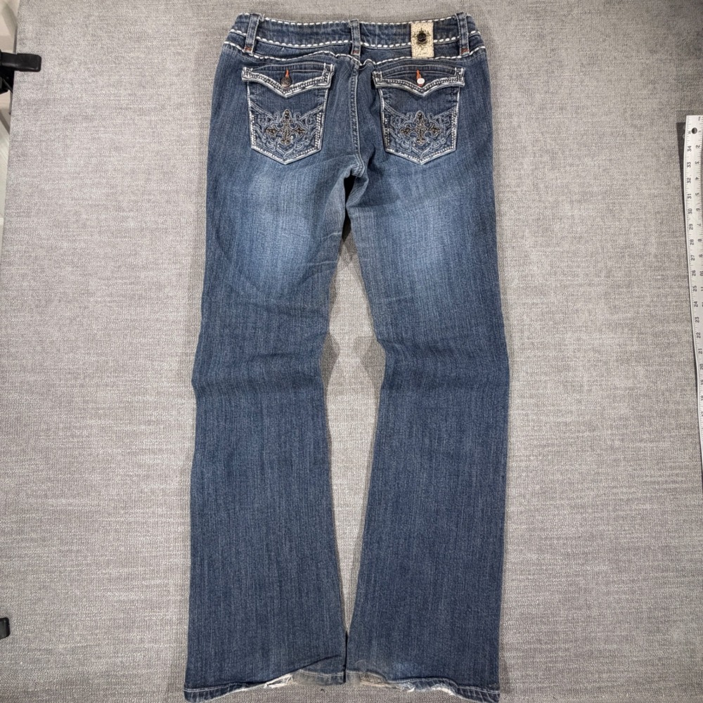 Cello Jeans Bootcut‎ Womens 13 Blue Good Fleur De Lis Embellished Y2K Western